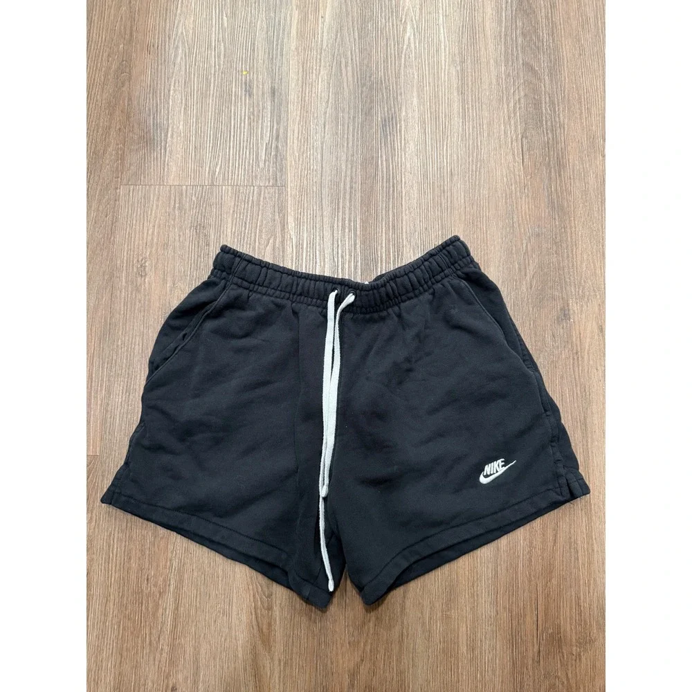 Nike Sportswear Essential Women Black Cotton Jersey Shorts Drawstring M 3555